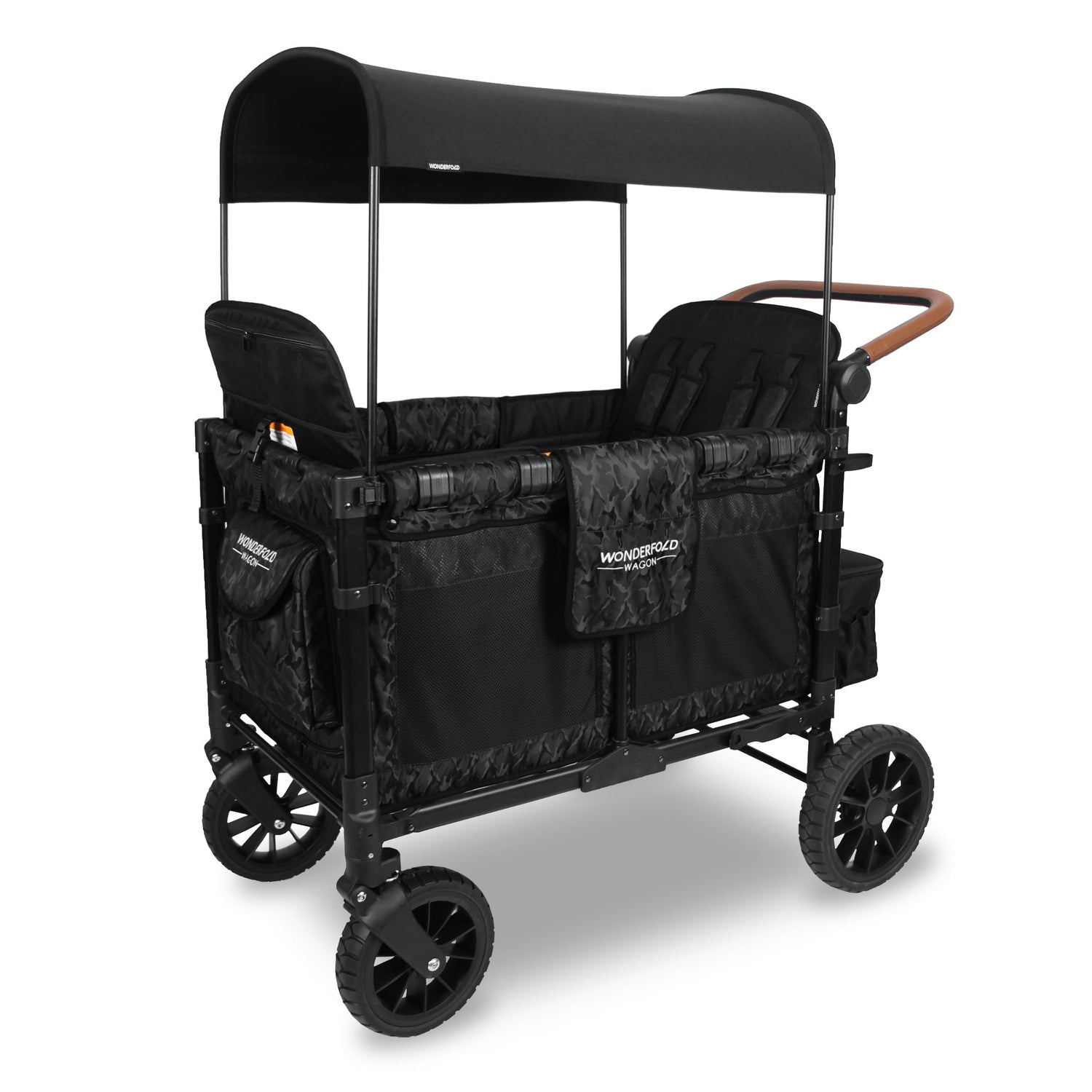 W4 Luxe Quad Stroller Wagon (4 Seater) - Studio Image - Camo - Black