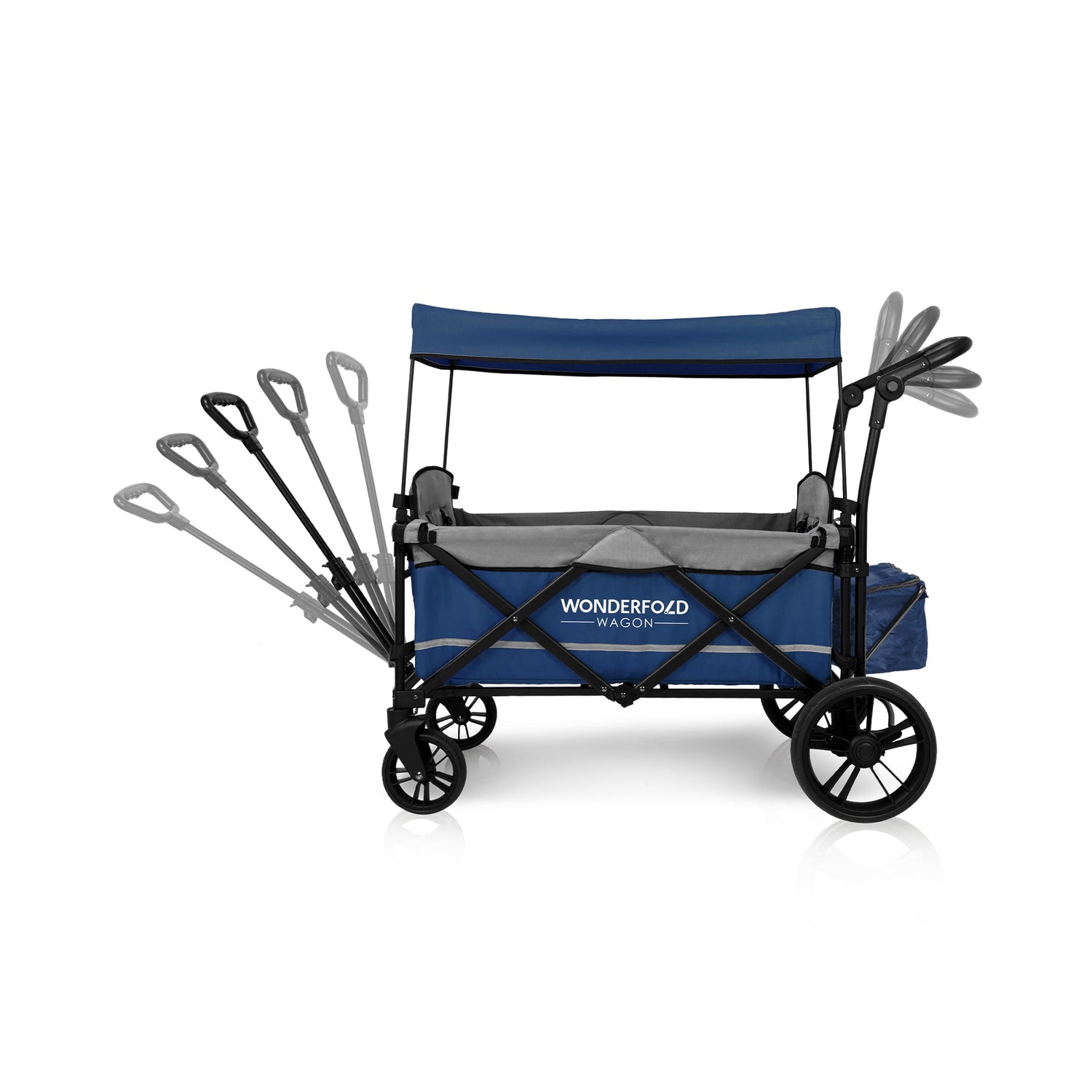 X2 Push + Pull Double Stroller Wagon (2 Seater) - Studio Image - Blue - Movement