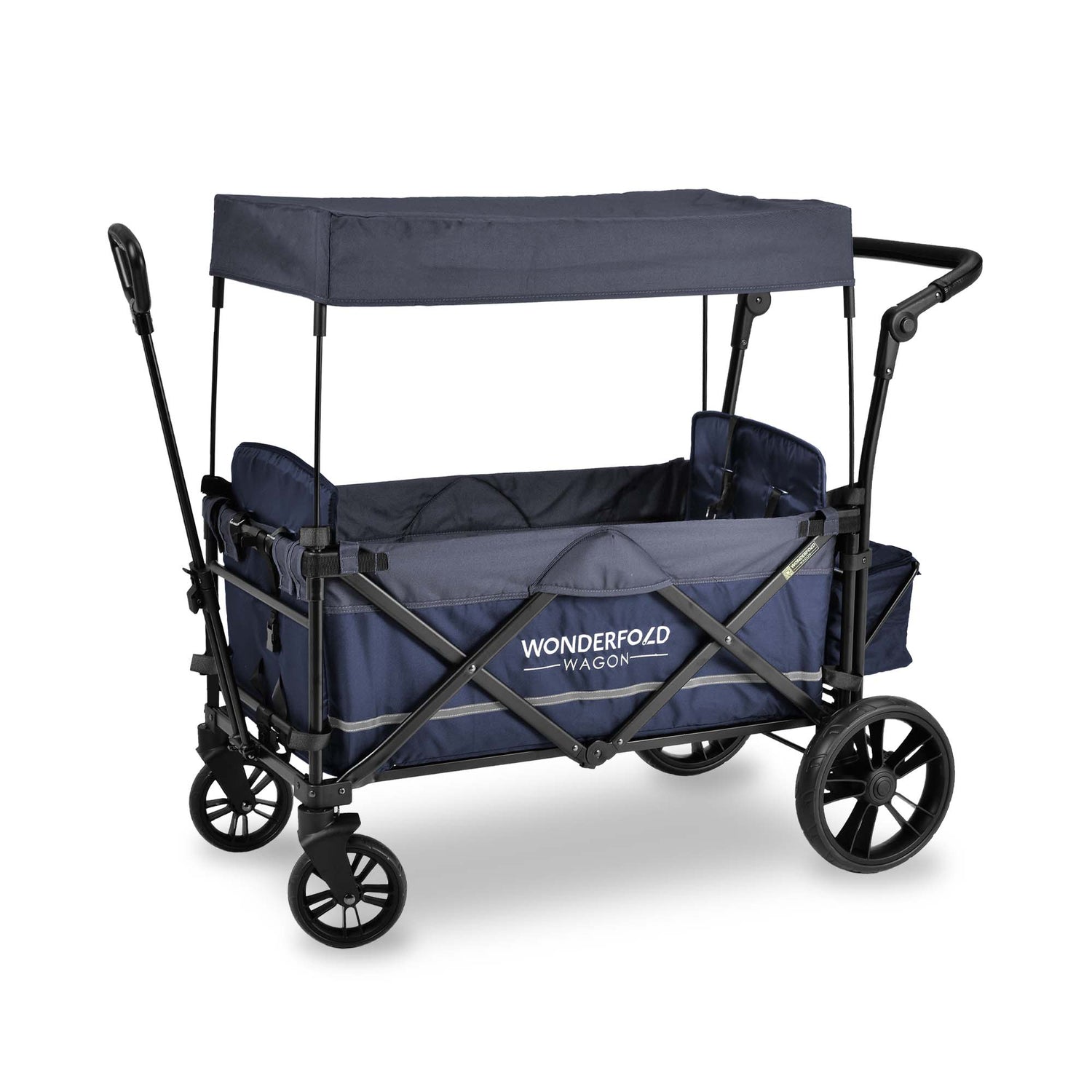 X2 Push + Pull Double Stroller Wagon w Magnetic Seatbelt Harness - Studio Image - Blueberry Blue