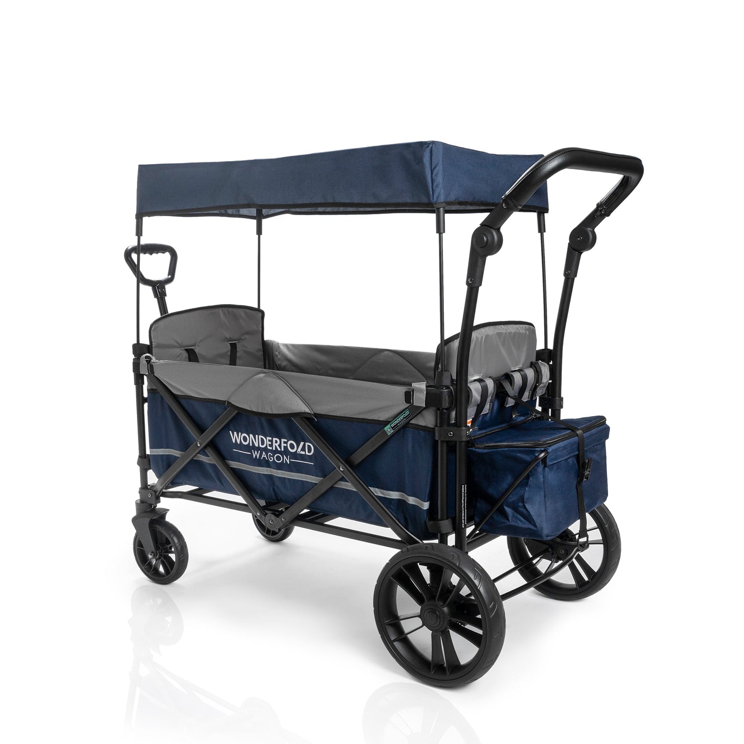 X2 Push + Pull Double Stroller Wagon (2 Seater) - Studio Image - Navy Blue - Back