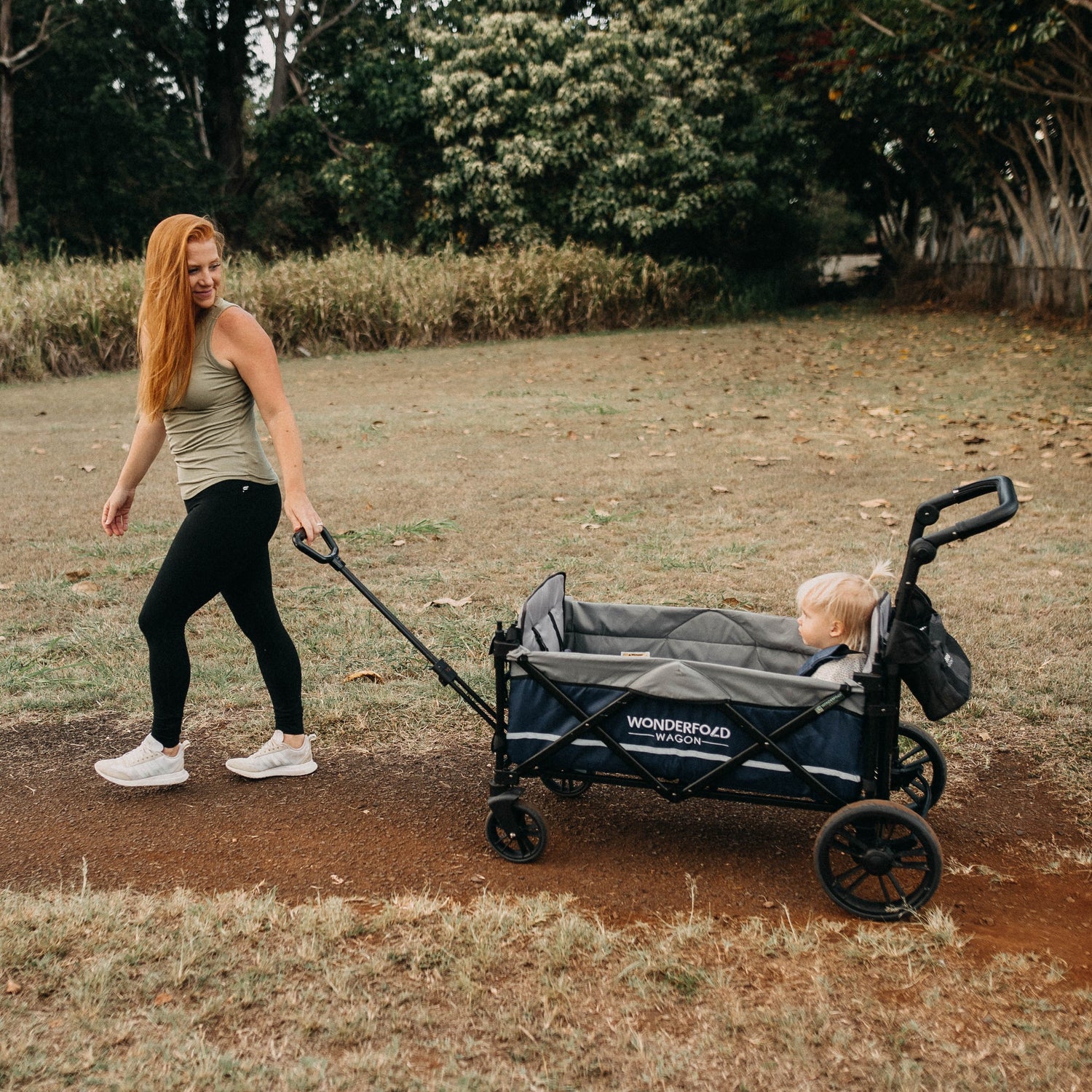 X2 Push + Pull Double Stroller Wagon (2 Seater) - Lifestyle Image - Blue