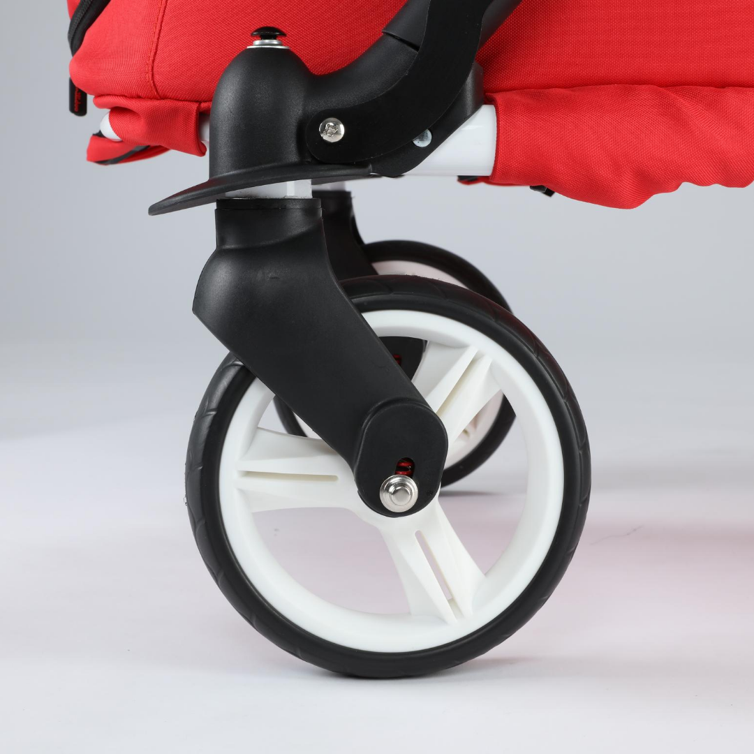 MJ01 Chariot Mini Single Stroller Wagon (1 Seater) - Studio Image - Red - Wheel