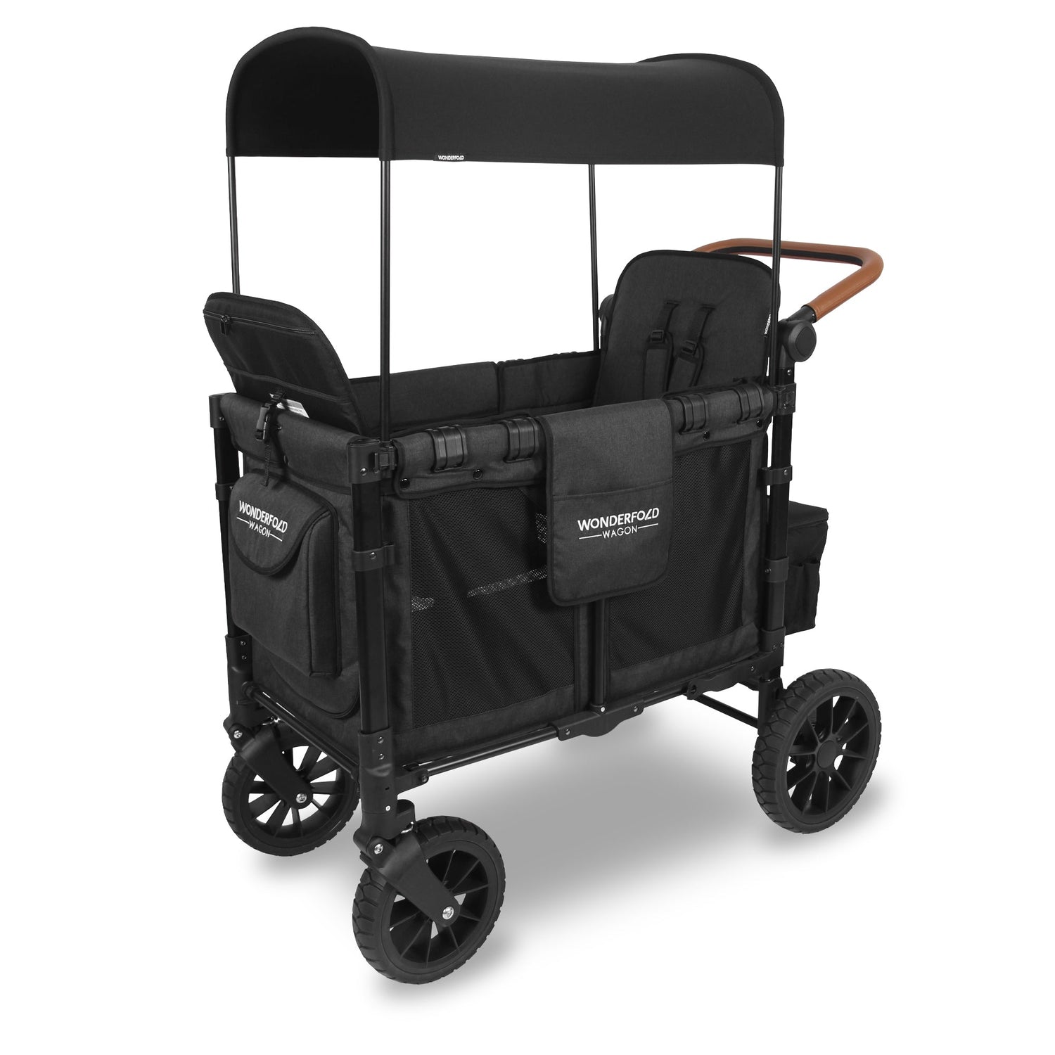 W2 Luxe Double Stroller Wagon (2 Seater) - Studio Image - Black