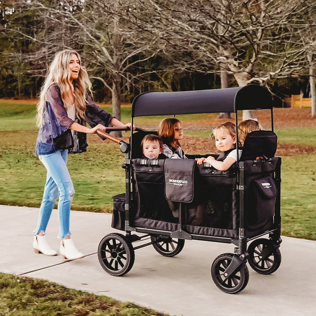 W4 Luxe Quad Stroller Wagon (4 Seater) - Lifestyle Image - Black