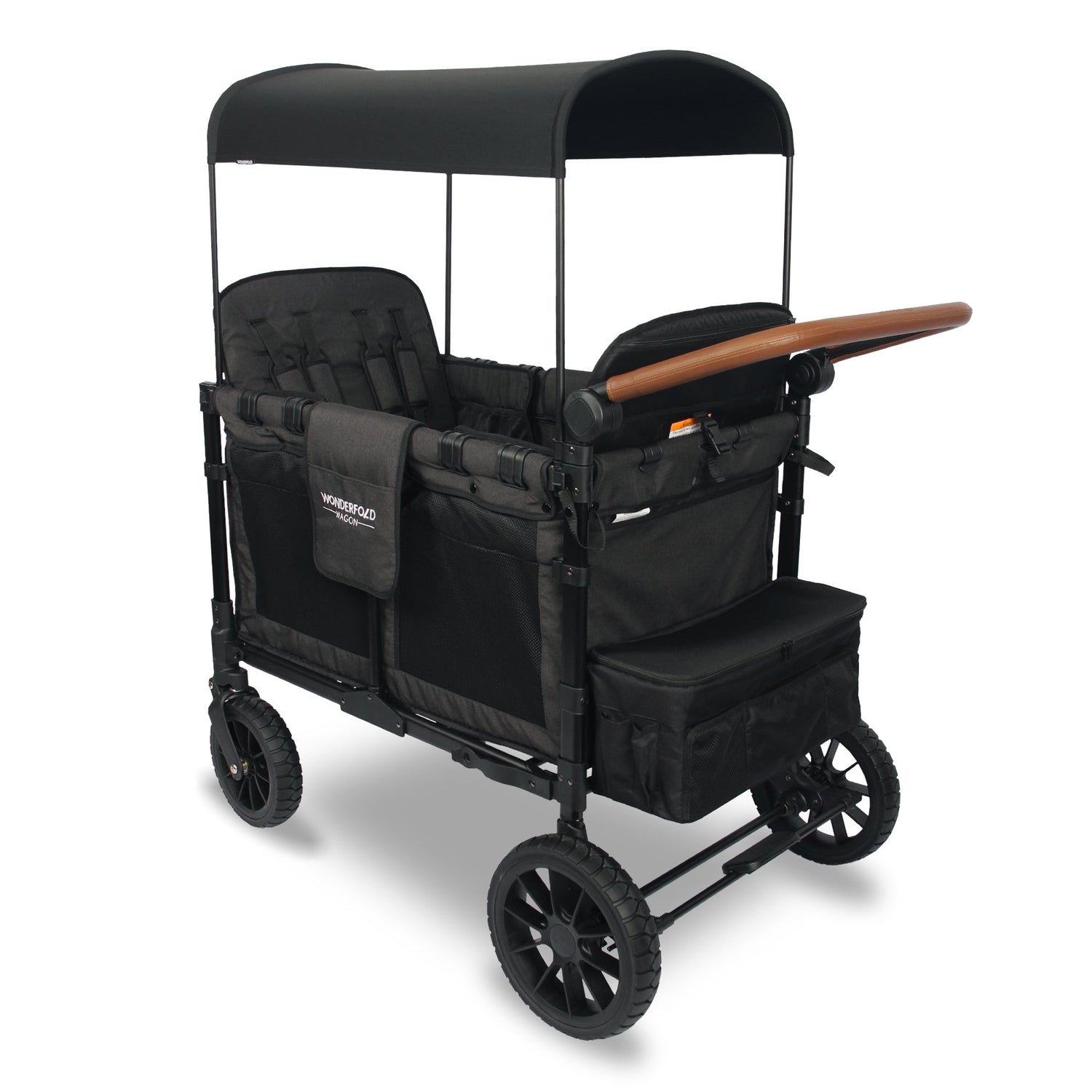 W4 Luxe Quad Stroller Wagon (4 Seater) - Studio Image - Black - Back 