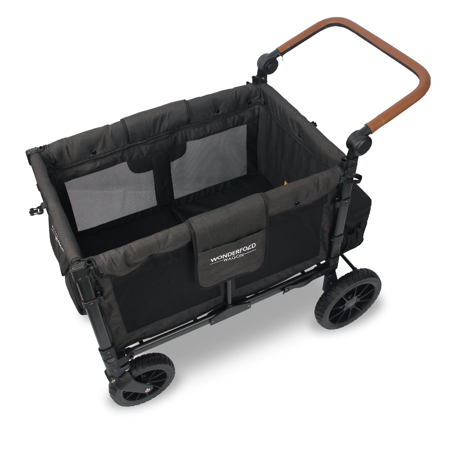 2W4 Luxe Quad Stroller Wagon (4 Seater) - Studio Image - Black - Top View - @