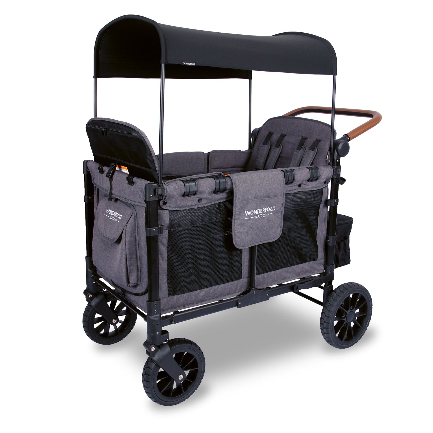 W4 Luxe Quad Stroller Wagon (4 Seater) - Studio Image - Grey - Black