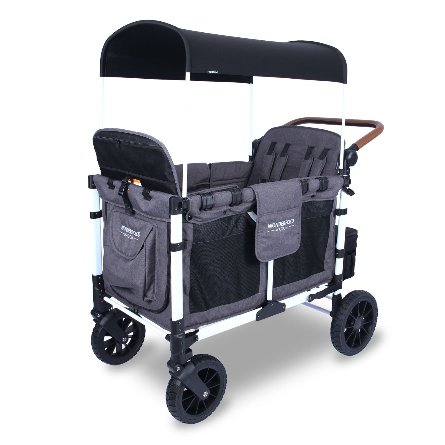 W4 Luxe Quad Stroller Wagon (4 Seater) - Studio Image - Grey - White