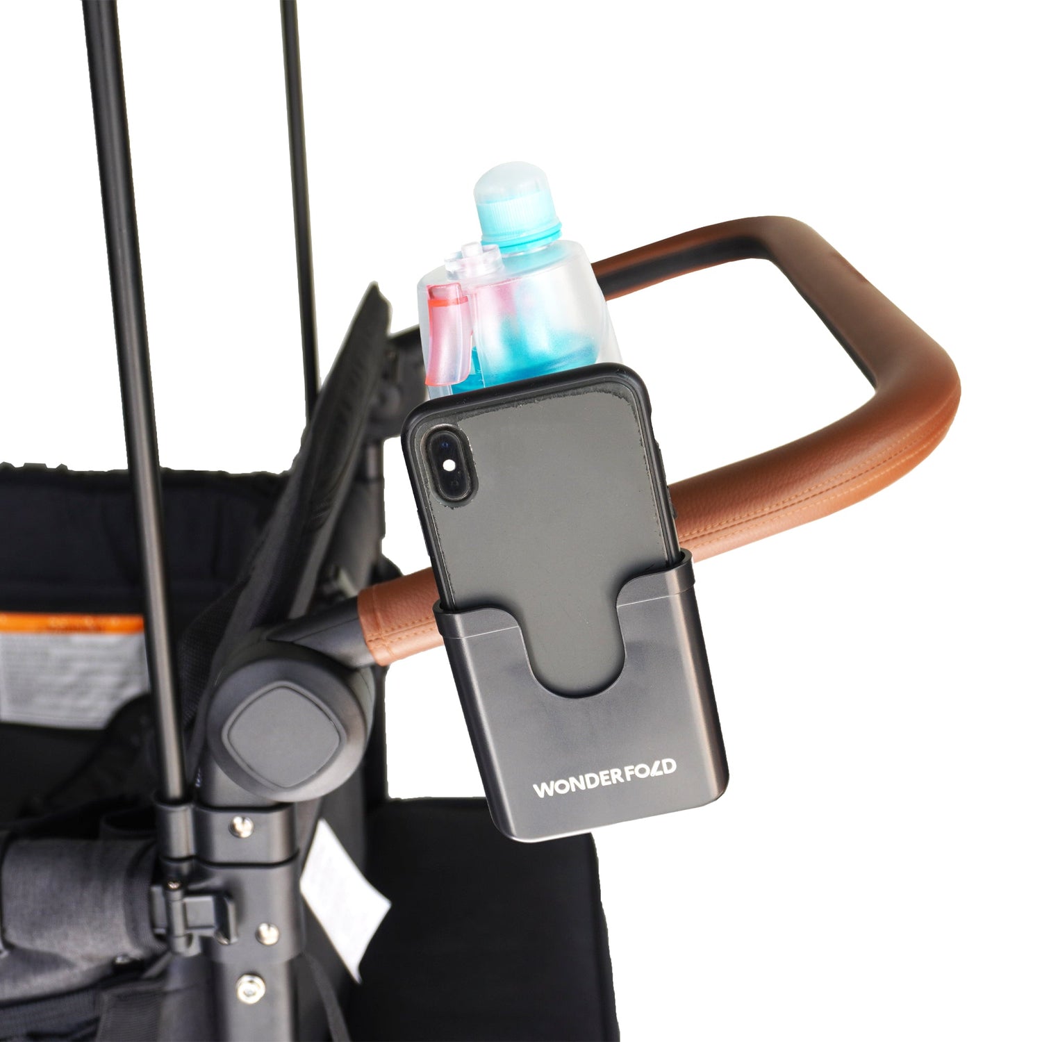 2-In-1 Cup & Phone Holder For WonderFold Wagon - Phone And Sport Bottle - Side