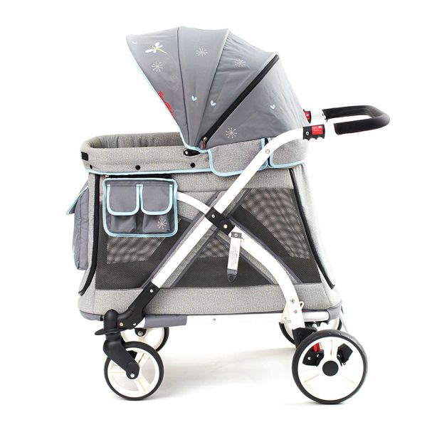 MJ01 Chariot Mini Single Stroller Wagon (1 Seater) - Studio Image - Grey - Side Profile